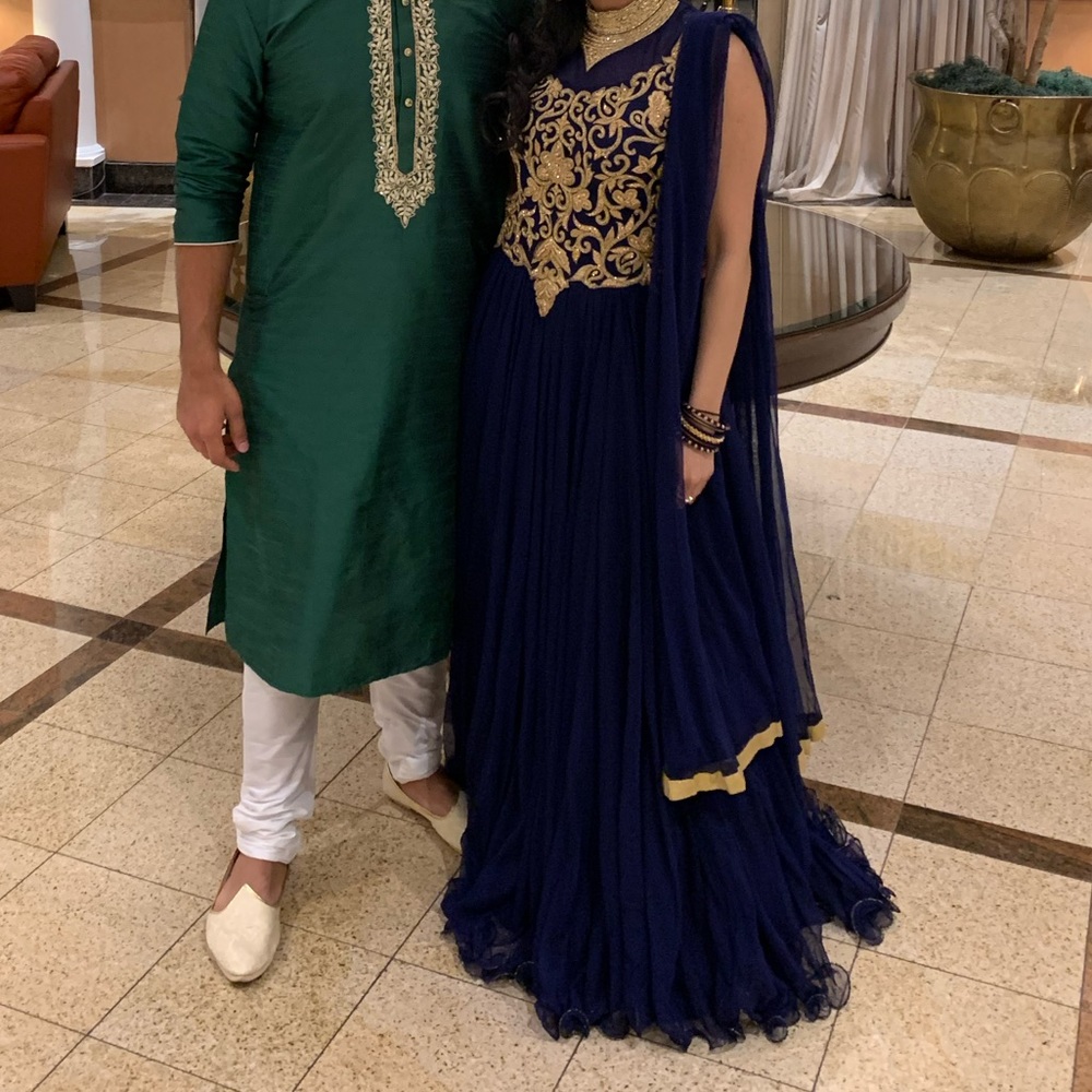 Navy Blue Anarkali Gown Salwaar